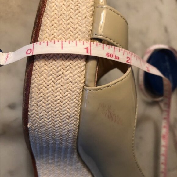 COLE HAAN Nike Air Open Toe Wedge Platform Espadrille Sandal Patent Nude… - Picture 16 of 17